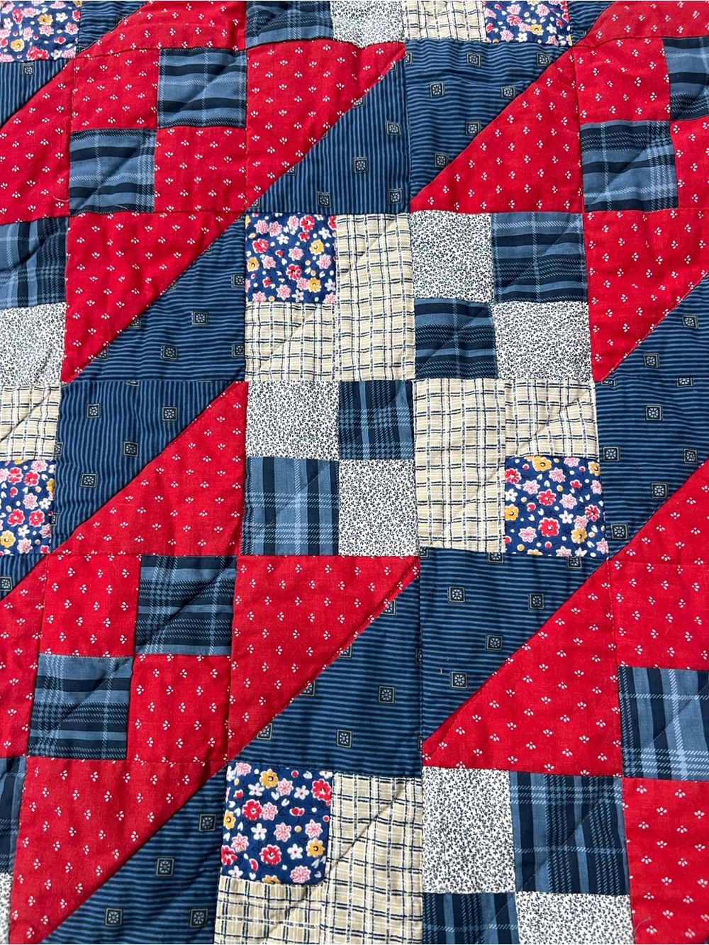 Vintage Custom Heirloom Handcrafted Quilt 78”x55” twin